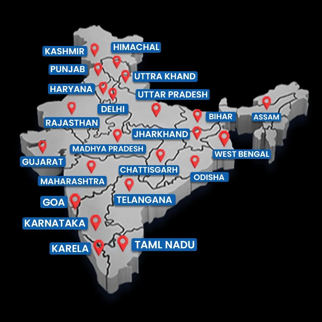 Map showing student distribution across India